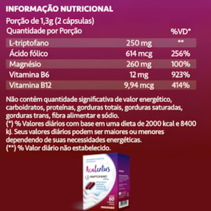 Acalentus  L- TRIPTOFANO 250mg - 60 cáps. Maxinutri