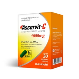 Ascorvit-C 1g (Vitamina C + Zinco)- 30 cápsulas -Maxinutri