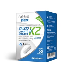 Calcium Maxx - Cálcio Citrato Malato + K2 - 60 Cáps.