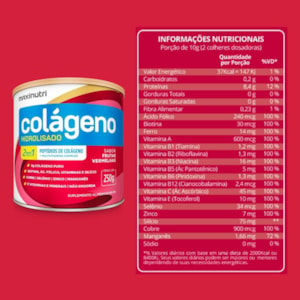 Colágeno Hidrolisado 2em1 - 250g - Fr. Vermelhas -Maxinutri