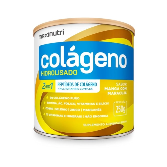 Colágeno Hidrolisado 2em1 - 250g - Manga com Maracujá -Maxinutri