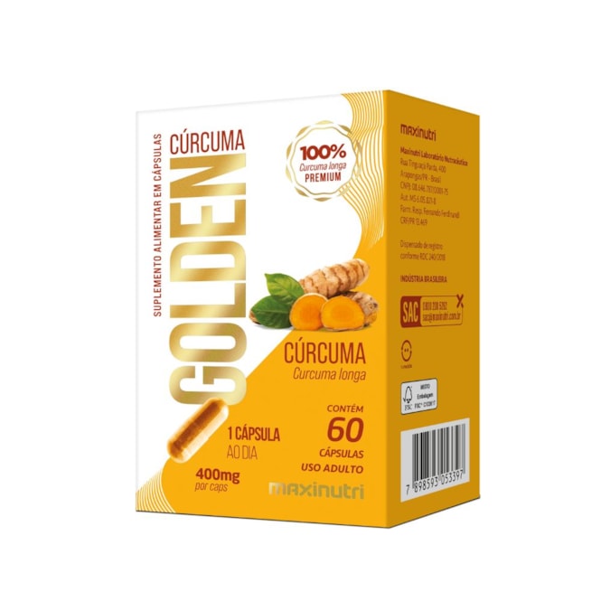 Curcuma Golden 400mg 60 cáps - Maxinutri