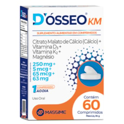 D'ósseo Km 60 comprimidos - Cálcio, Magnésio, D3 E K2 