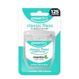 Fio Dental com Cera linha Classic Floss Extra Fino Power Dent Rolo com 125 m Sabor Menta. Removem os resíduos e placa ba