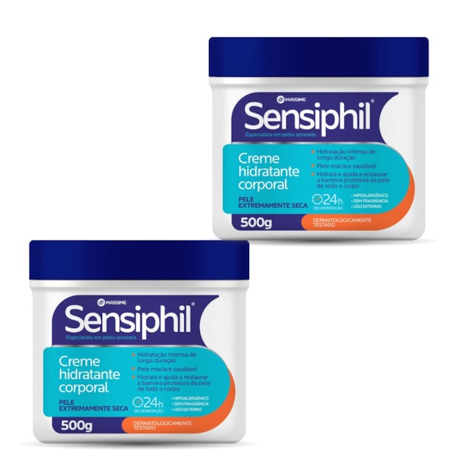 KIT 02 UN - Sensiphil Creme ultra hidratação 500g - Massime