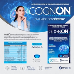 Kit 2 Cognon 1000mg - 60 Cáps.  Concentração e Foco- Massime