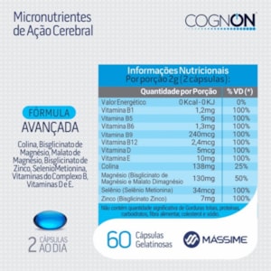 Kit 2 Cognon 1000mg - 60 Cáps.  Concentração e Foco- Massime