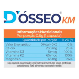 KIT 2X-D'ósseo Km 30 comprimidos - Cálcio, Magnésio, D3 E K2 - Massime