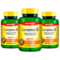 KIT 3X - Complexo B 100% IDR - 60 Cáps. - Maxinutri