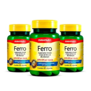 KIT 3X- Ferro 100% IDR - 60 Cáps.- MAXINUTRI