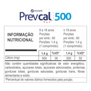 KIT 5X - Prevcal 500mg 60cpr Carbonato   de Cálcio Elementar