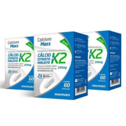 KIT3X -Calcium Maxx - Cálcio Citrato Malato + K2 - 60 Cáps.