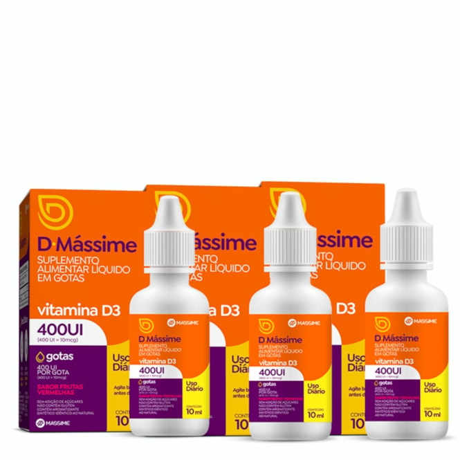 KIT3X-D MASSIME 400UI/GOTA 10ML - MASSIME (VITAMINA D3)