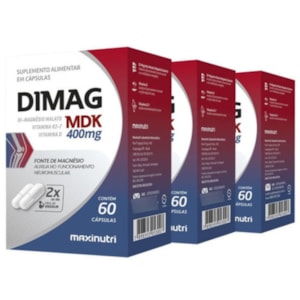 KIT3X-DIMAG MDK(Di-magnésio malato + Vit.D3 e K2-7) -60 Cáps