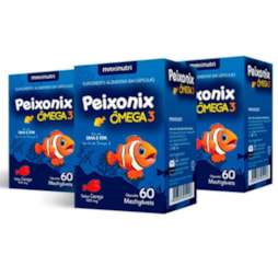 KIT3X-Peixonix Ômega 3 Mastigável Sabor Cereja - 60 Cáps.