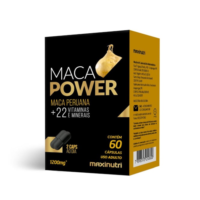 Maca Power 1200mg + 22 vitaminas - 60 cáps. Maxinutri